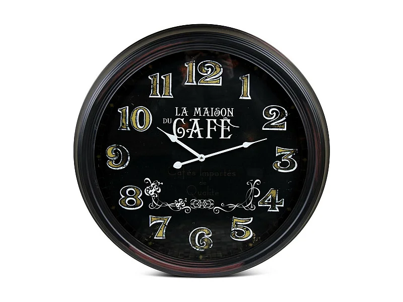 Horloge ancienne murale la maison du café Métal Noir - Décoration d'Autrefois