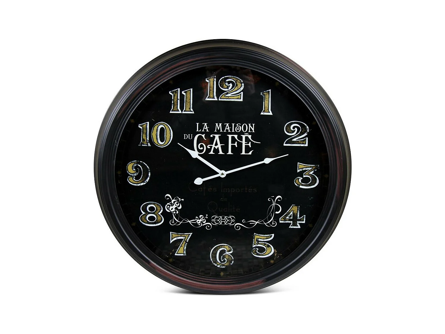 Horloge ancienne murale la maison du café Métal Noir - Décoration d'Autrefois