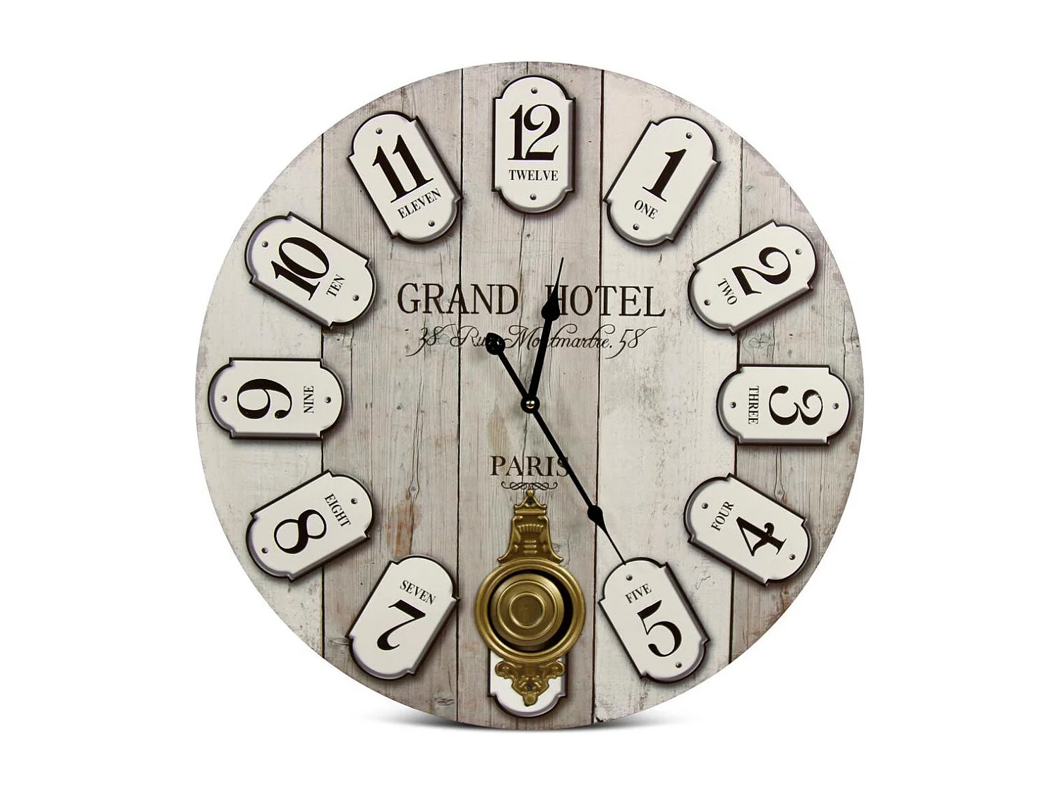 Horloge ancienne balancier grand hôtel montmartre Bois Gris - Décoration d'Autrefois