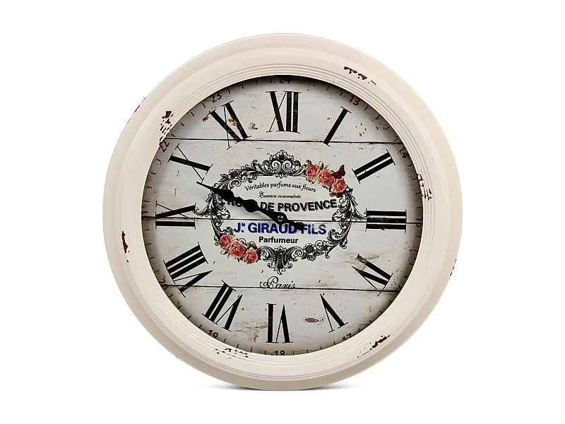 Horloge ancienne murale de provence Métal Blanc - Décoration d'Autrefois