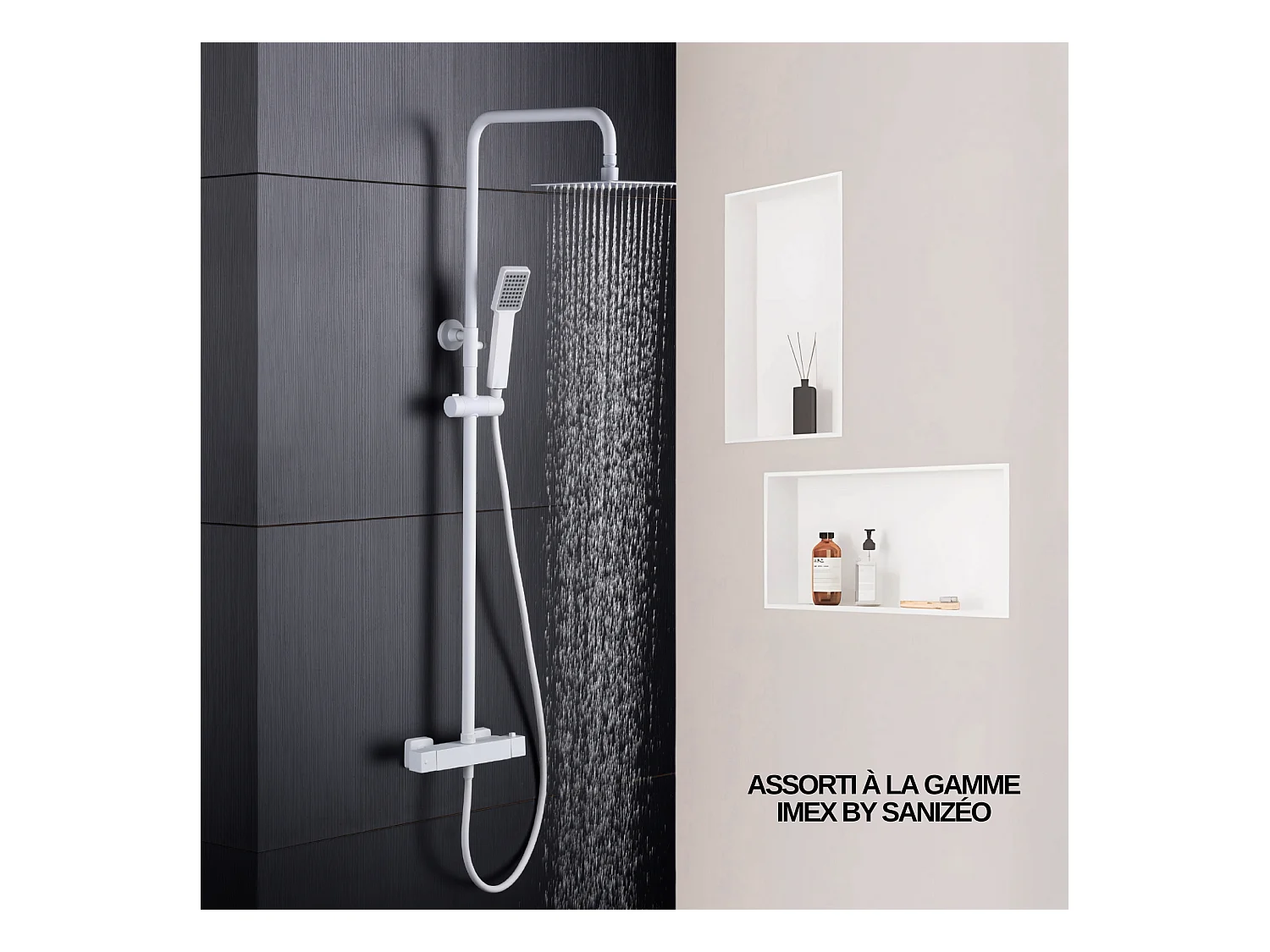 Lot de 2 Niches de Douche, Rangement mural de Salle de Bain et Douche 30x60cm Blanc Satiné, NOOK by SANIZÉO