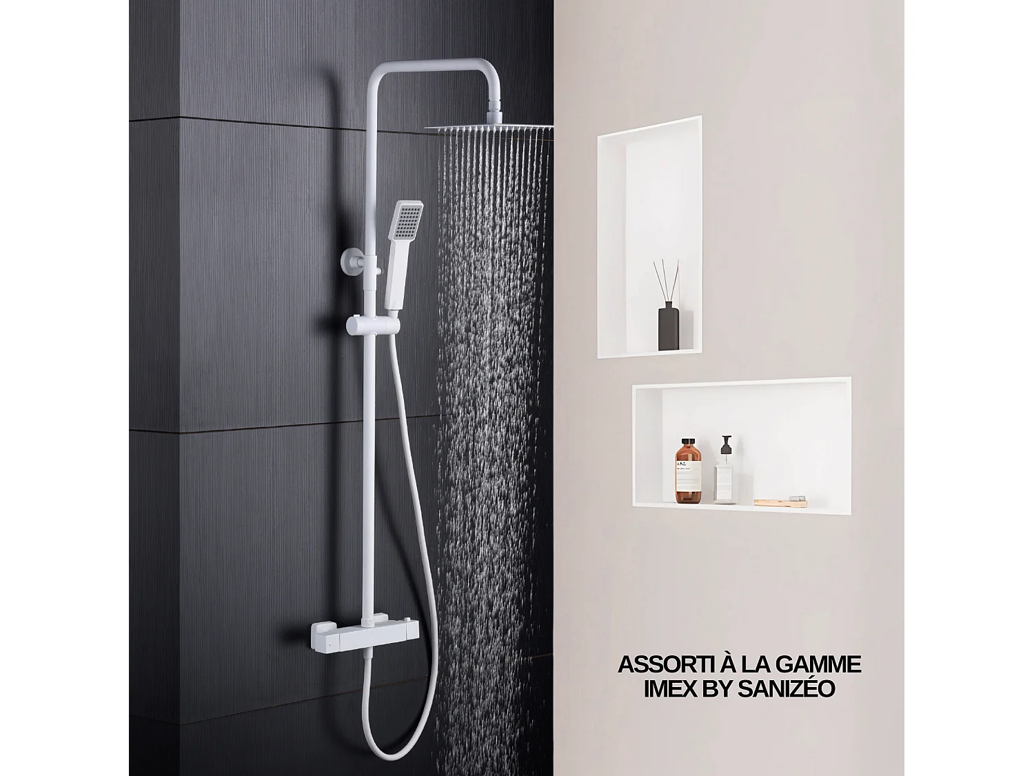 Lot de 2 Niches de Douche, Rangement mural de Salle de Bain et Douche 30x60cm Blanc Satiné, NOOK by SANIZÉO