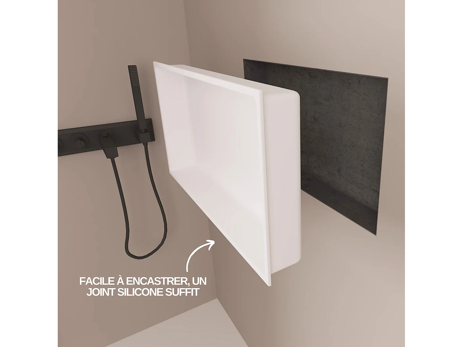 Lot de 2 Niches de Douche, Rangement mural de Salle de Bain et Douche 30x60cm Blanc Satiné, NOOK by SANIZÉO