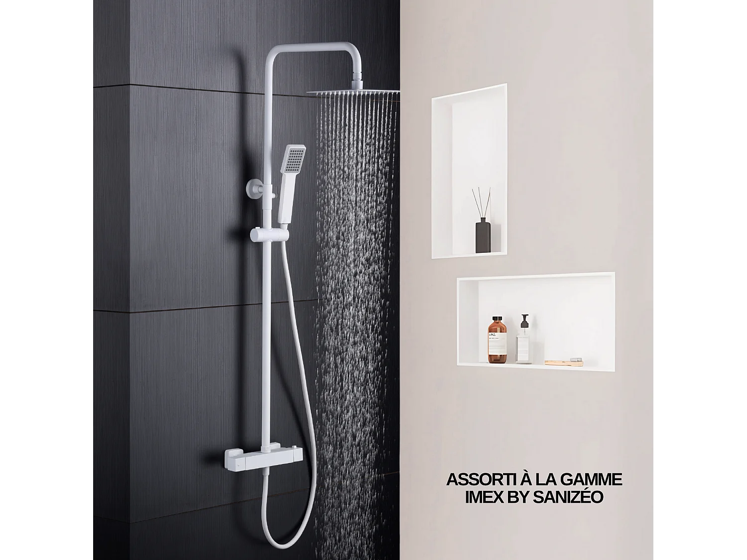 Lot de 2 Niches de Douche, Rangement mural de Salle de Bain et Douche 30x60cm Blanc Satiné, NOOK by SANIZÉO