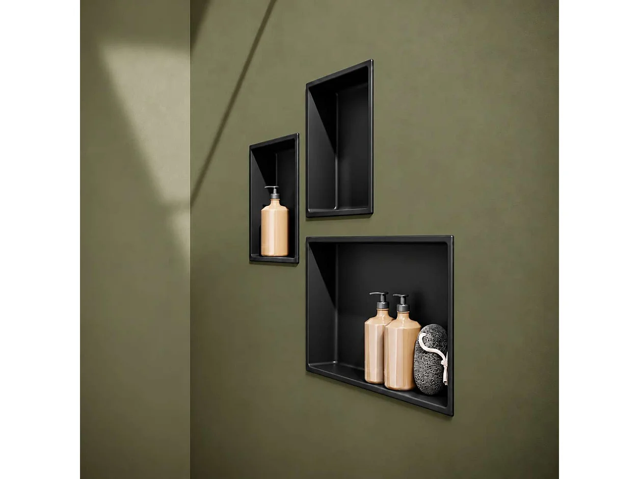 Duschnische Einbau 33 x 33 cm Schwarz Matt - Wandablage Badzimmer, NOOK ITALBOX