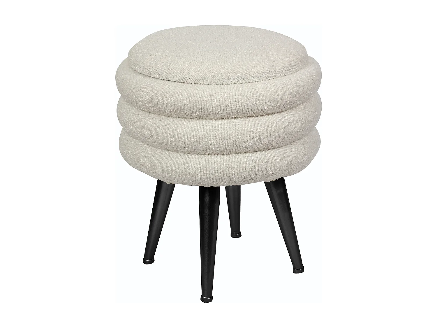 Niedriger Hocker mit Stauraum - Bouclé-Stoff & schwarzes Metall - Cremefarben - ESDALO