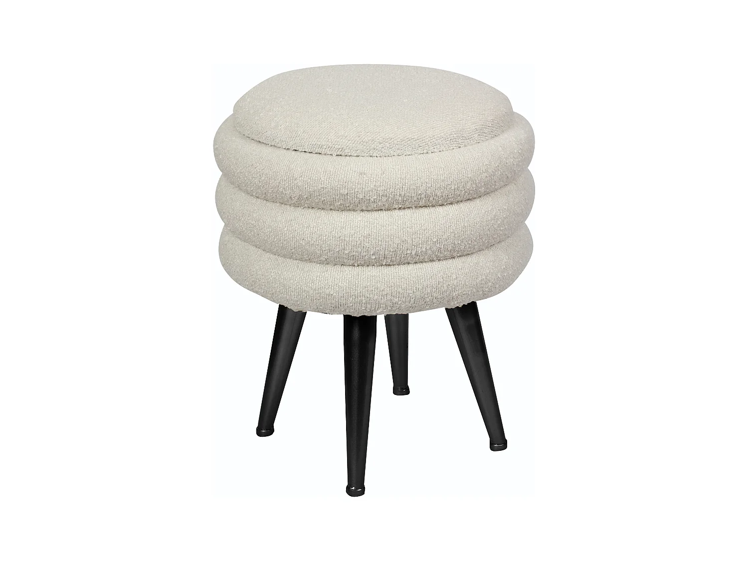 Niedriger Hocker mit Stauraum - Bouclé-Stoff & schwarzes Metall - Cremefarben - ESDALO