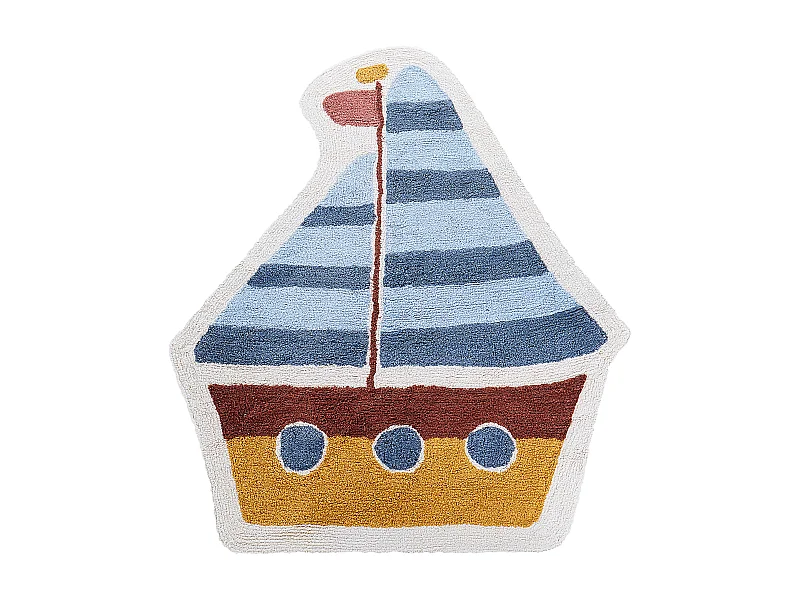 Teppich Baumwolle Rund ø 120 cm Kinder Dekoratives Schiff Muster Bunt Speti
