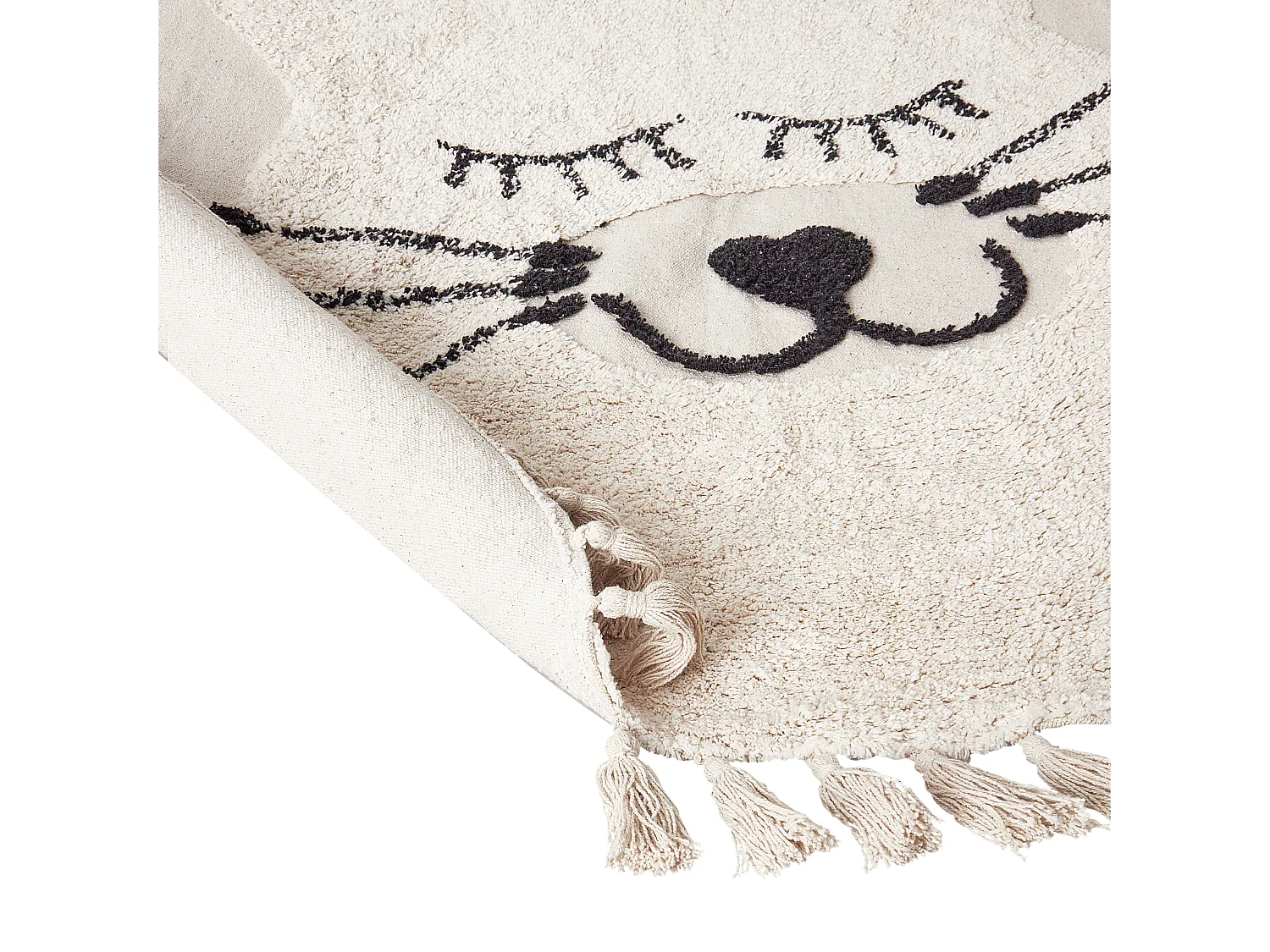 Tappeto per bambini cotone beige motivo gatto ø 120 cm ETSERI