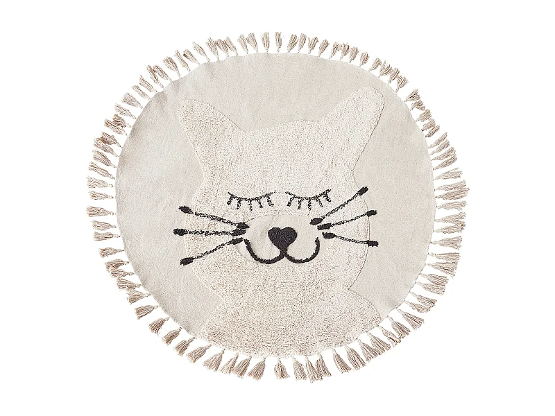 Alfombra de algodón beige motivo gato ø 120 cm ETSERI