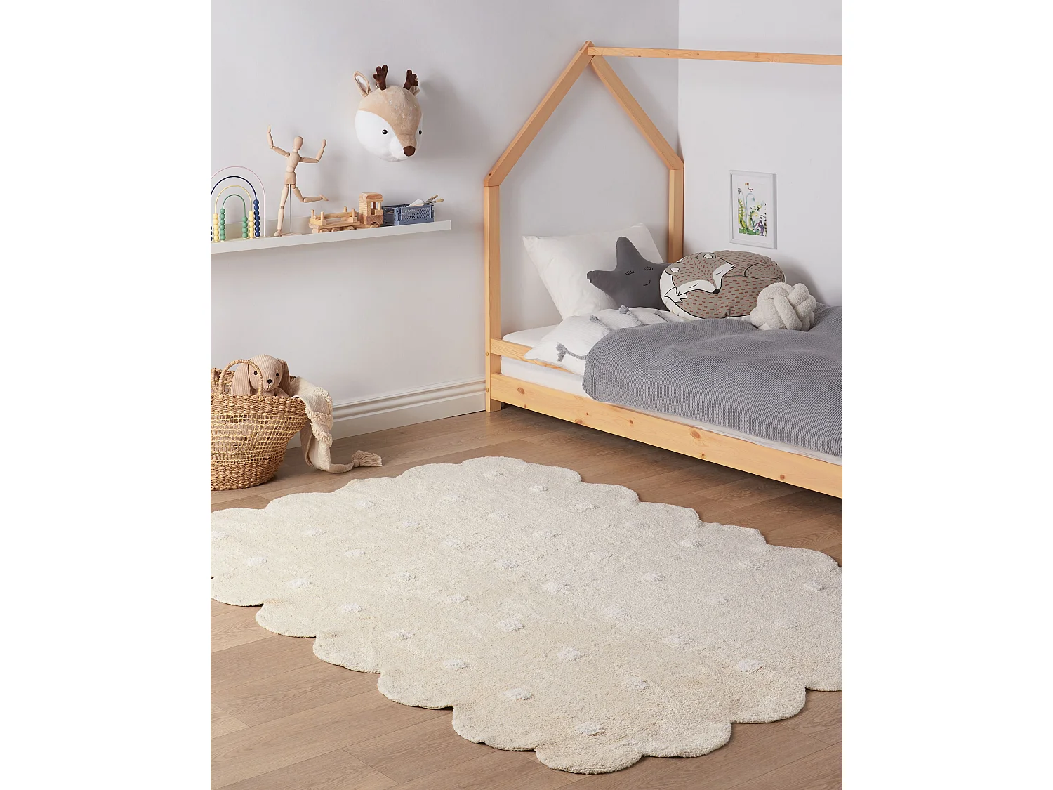 Vloerkleed katoen beige 140 x 200 cm SAREKI