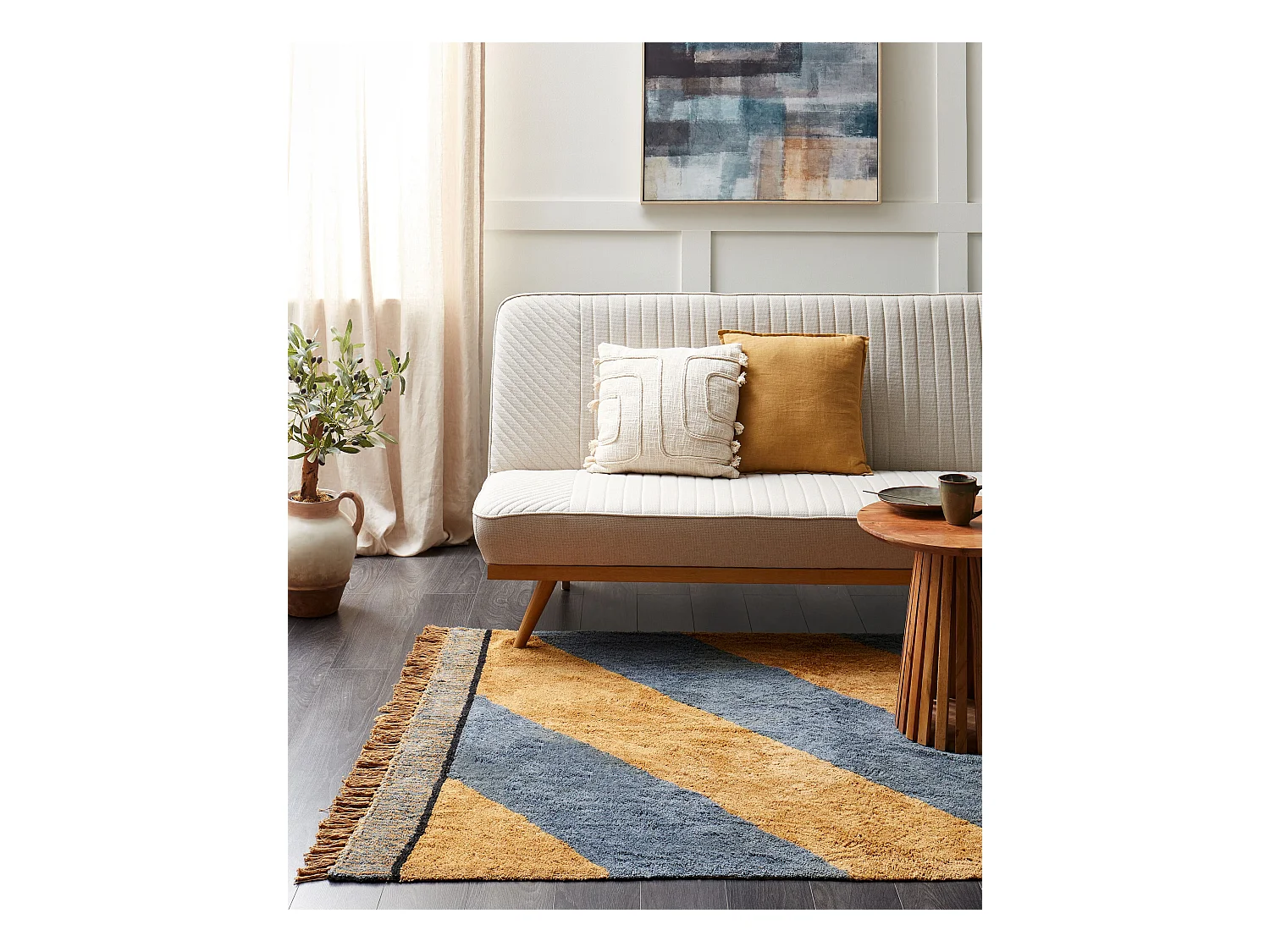 Tappeto cotone blu e marrone 140 x 200 cm XULUF
