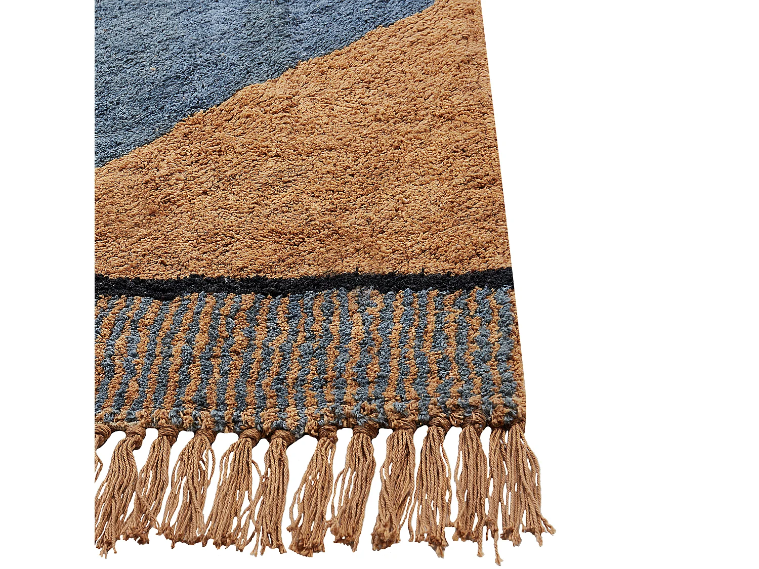 Baumwollteppich gestreift 140 x 200 cm Braun und Blau XULUF