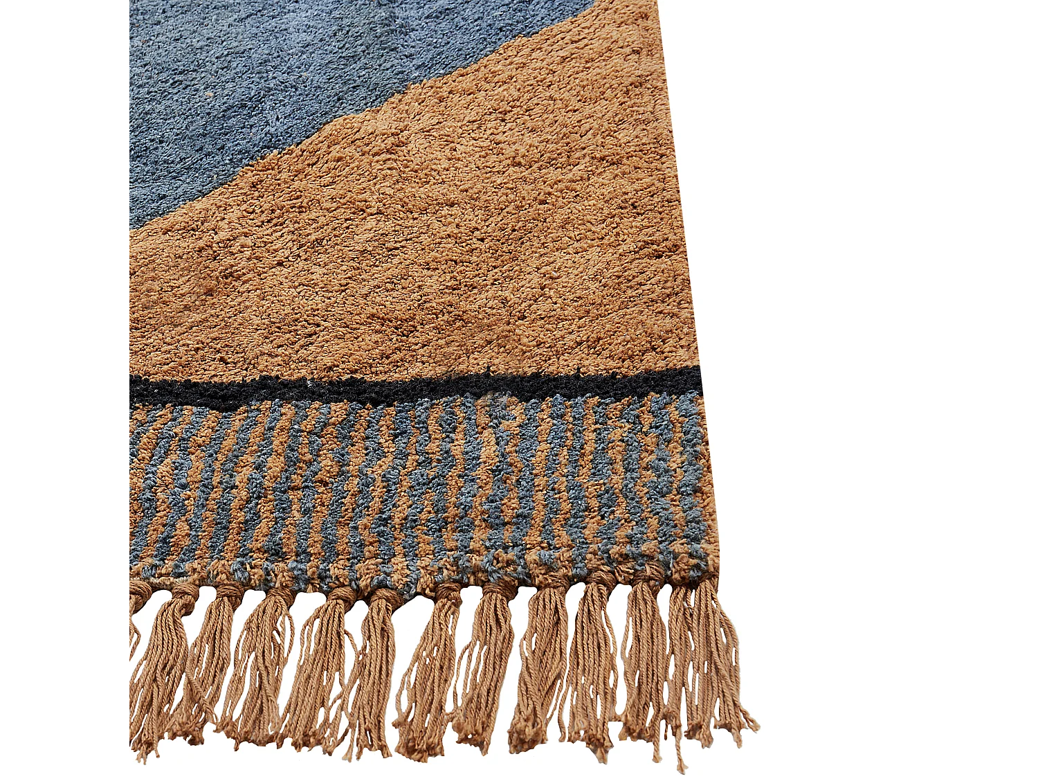 Baumwollteppich gestreift 140 x 200 cm Braun und Blau XULUF