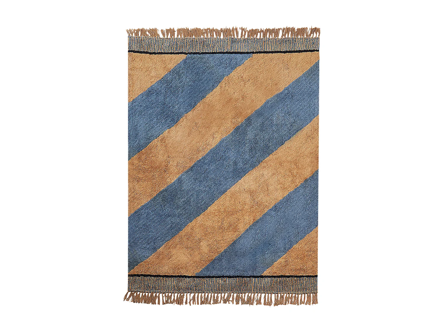 Baumwollteppich gestreift 140 x 200 cm Braun und Blau XULUF