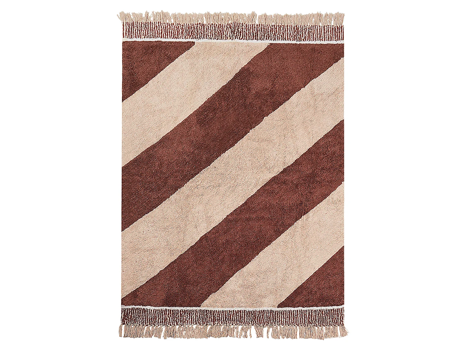 Tapis avec motif rayé en coton 140 x 200 cm marron et beige XULUF