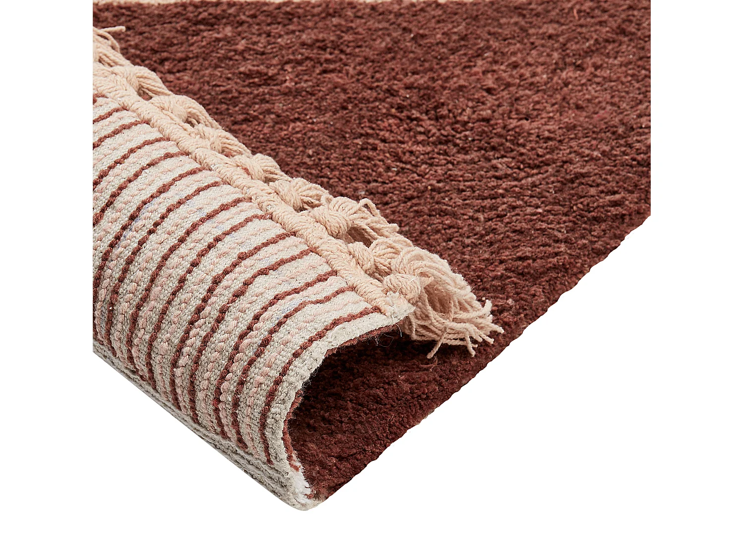 Tapis avec motif rayé en coton 140 x 200 cm marron et beige XULUF