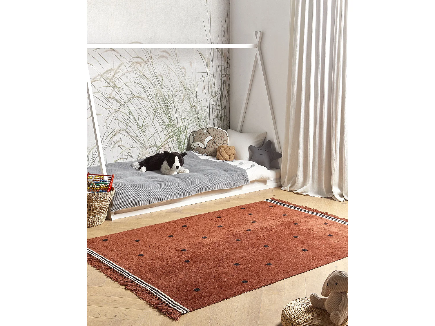 Tapis enfant LAZA Marron 140 x 200 cm Coton