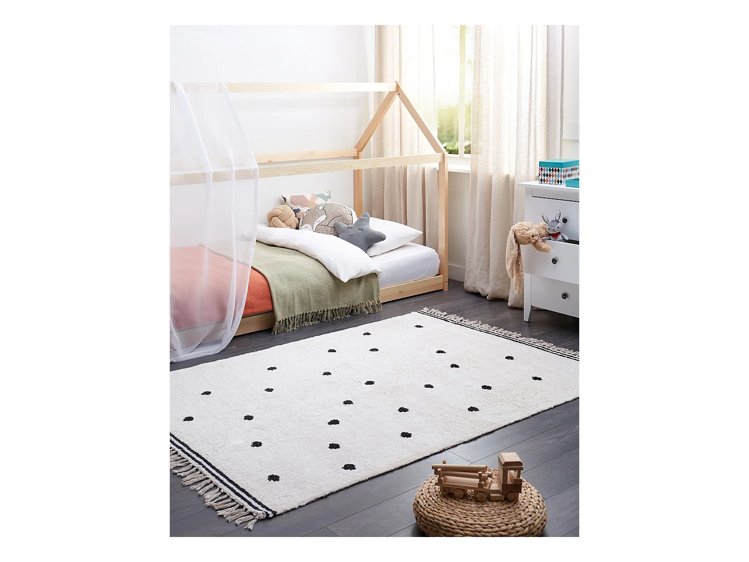 Tapete em algodão branco 140 x 200 cm LAZA