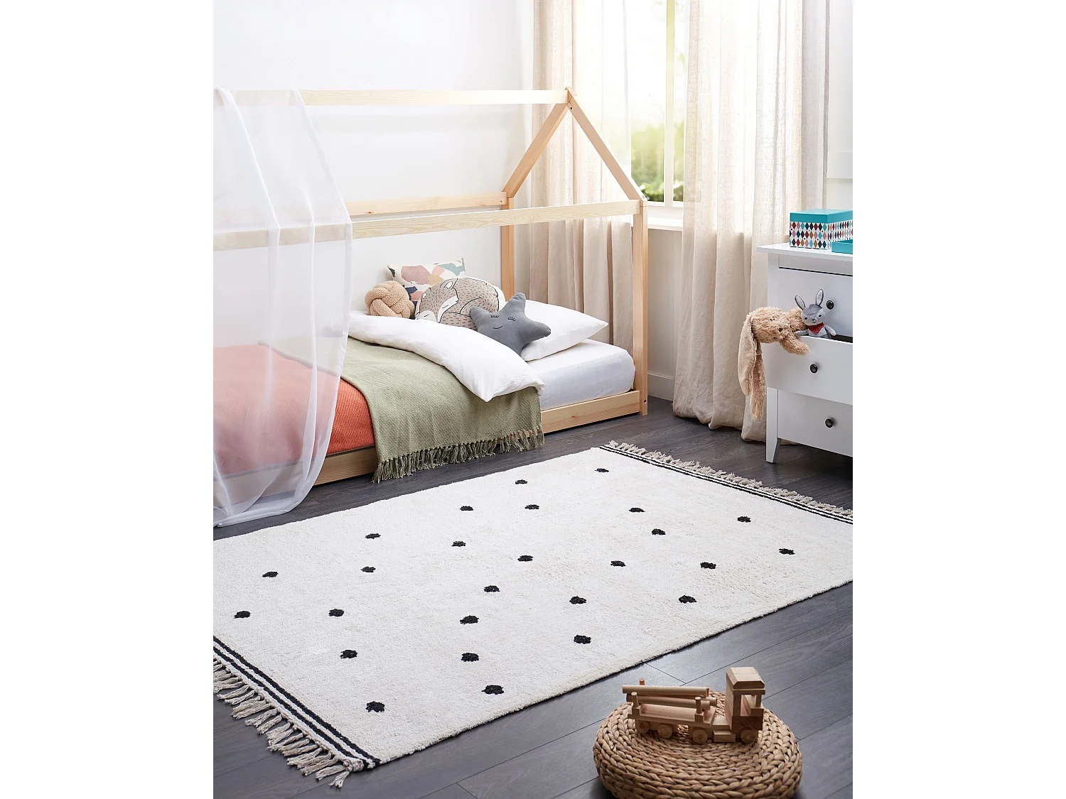 Vloerkleed katoen wit 140 x 200 cm LAZA