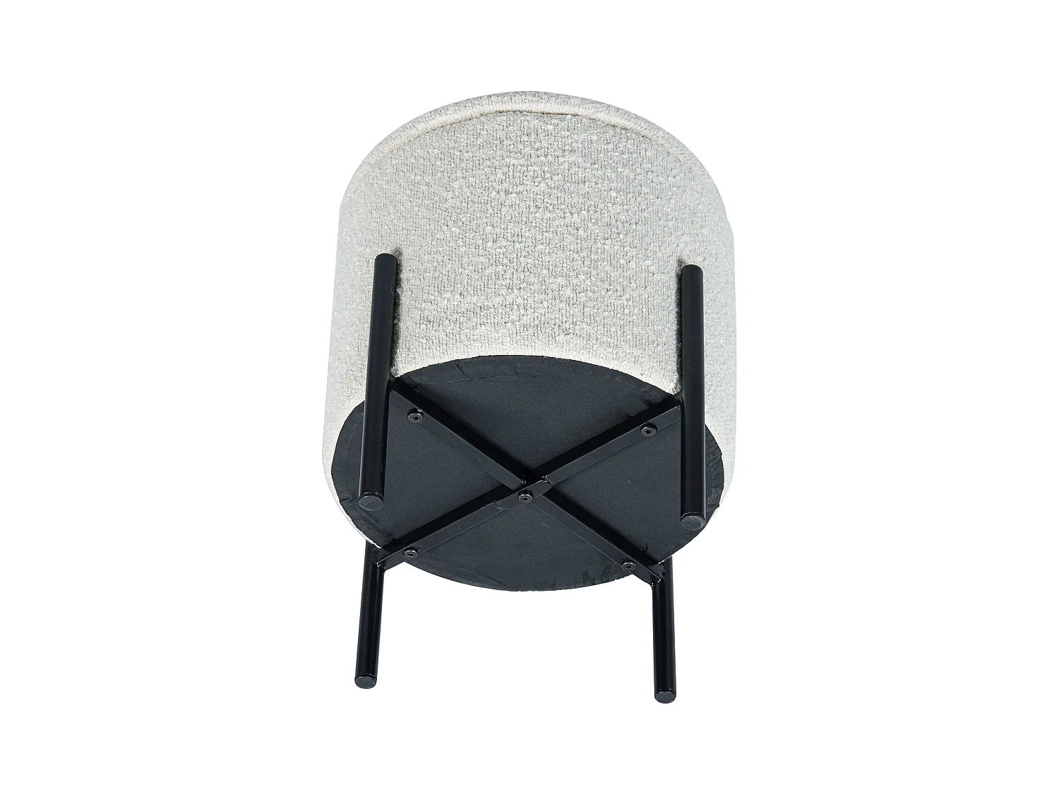 Banco baixo com espaço de arrumação em tecido bouclé e metal preto cor creme - EZEL