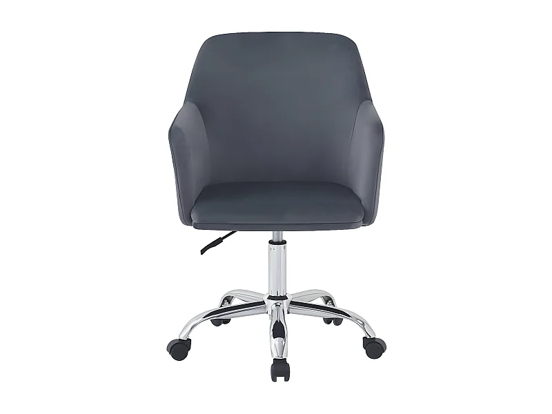 Chaise de bureau en velours ajustable "Ophélie" - Gris