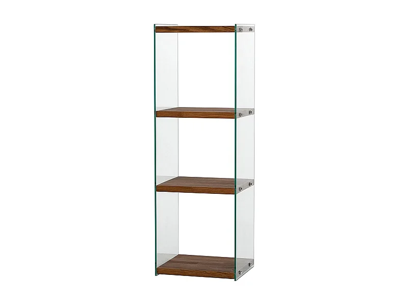 Elegante librería de 120 cm de alto, 40 cm de ancho y 35 cm de fondo | Estructura 100% madera maciza y cristal templado | Acabado natural, s