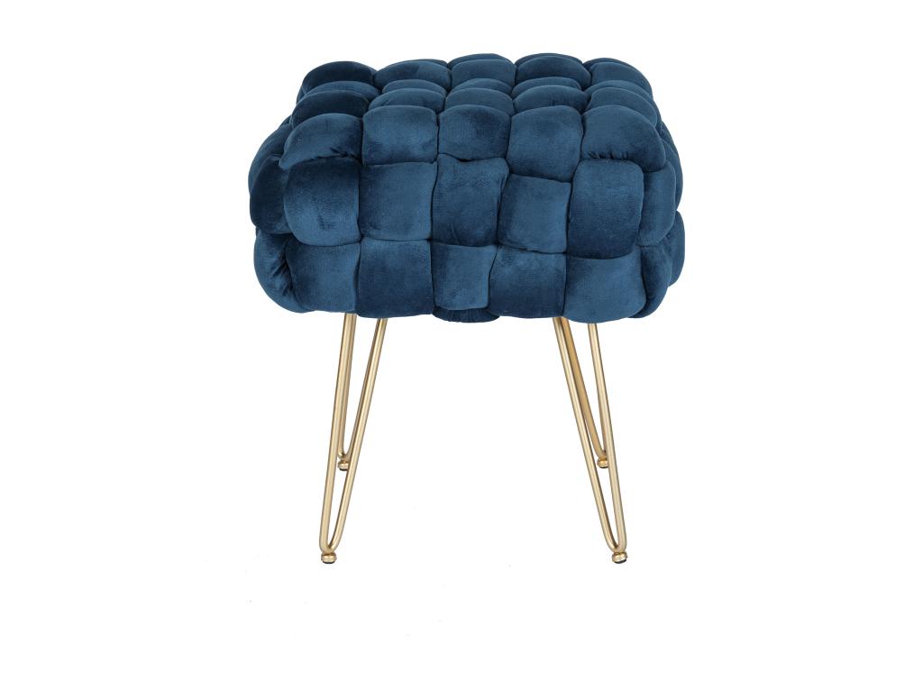 Niedriger Hocker - Samt & goldfarbenes Metall - Blau - ESMEA günstig online kaufen