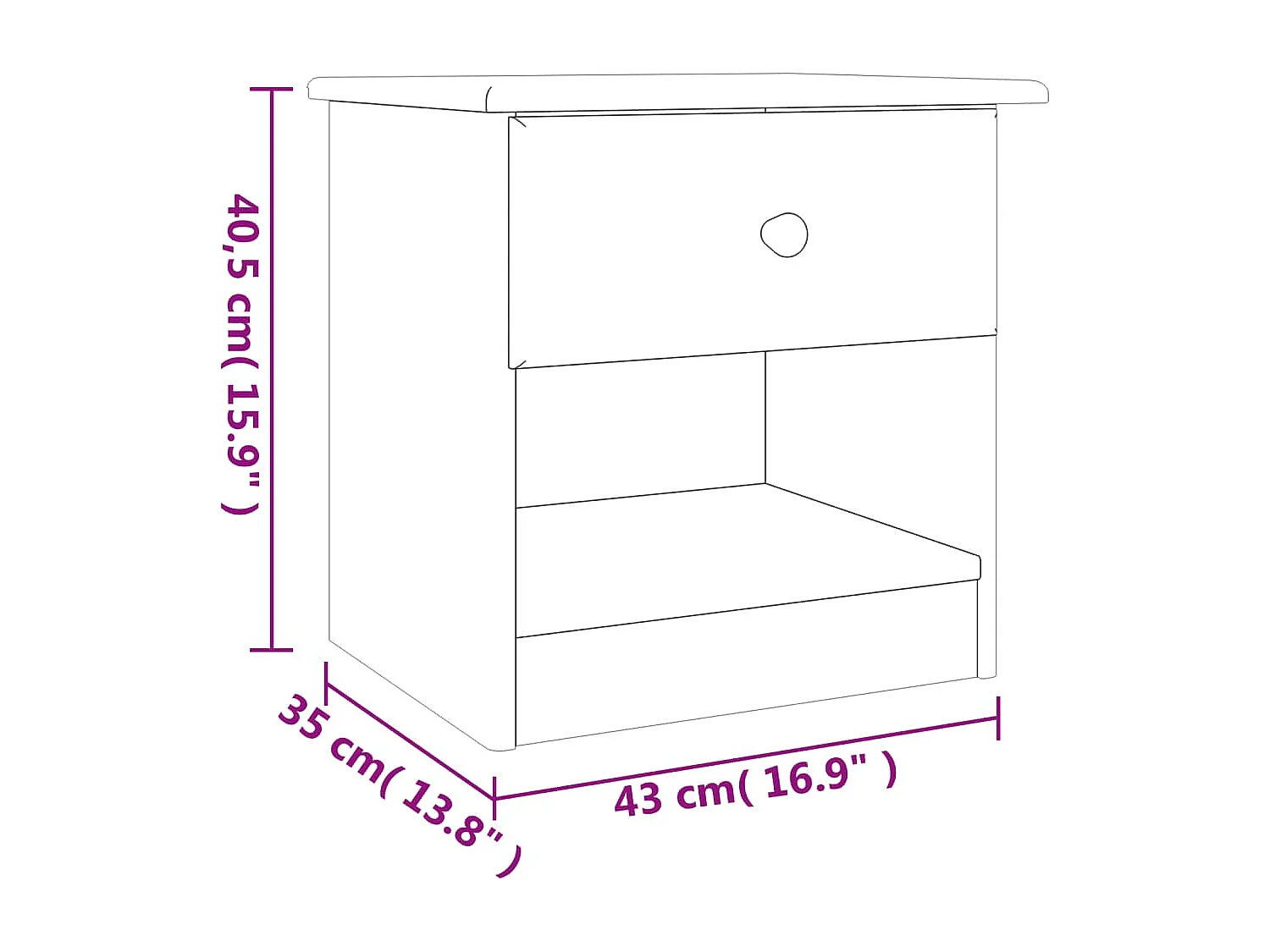 Table de chevet ALTA blanc 43x35x40,5 cm bois de pin massif