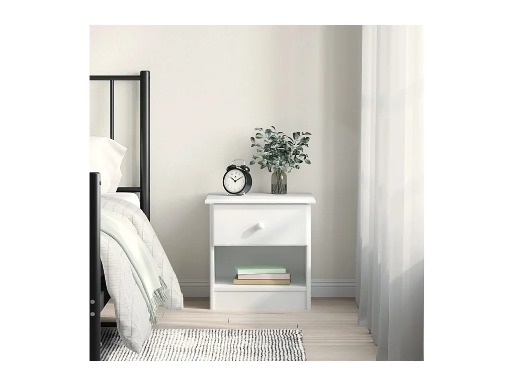 Table de chevet ALTA blanc 43x35x40,5 cm bois de pin massif