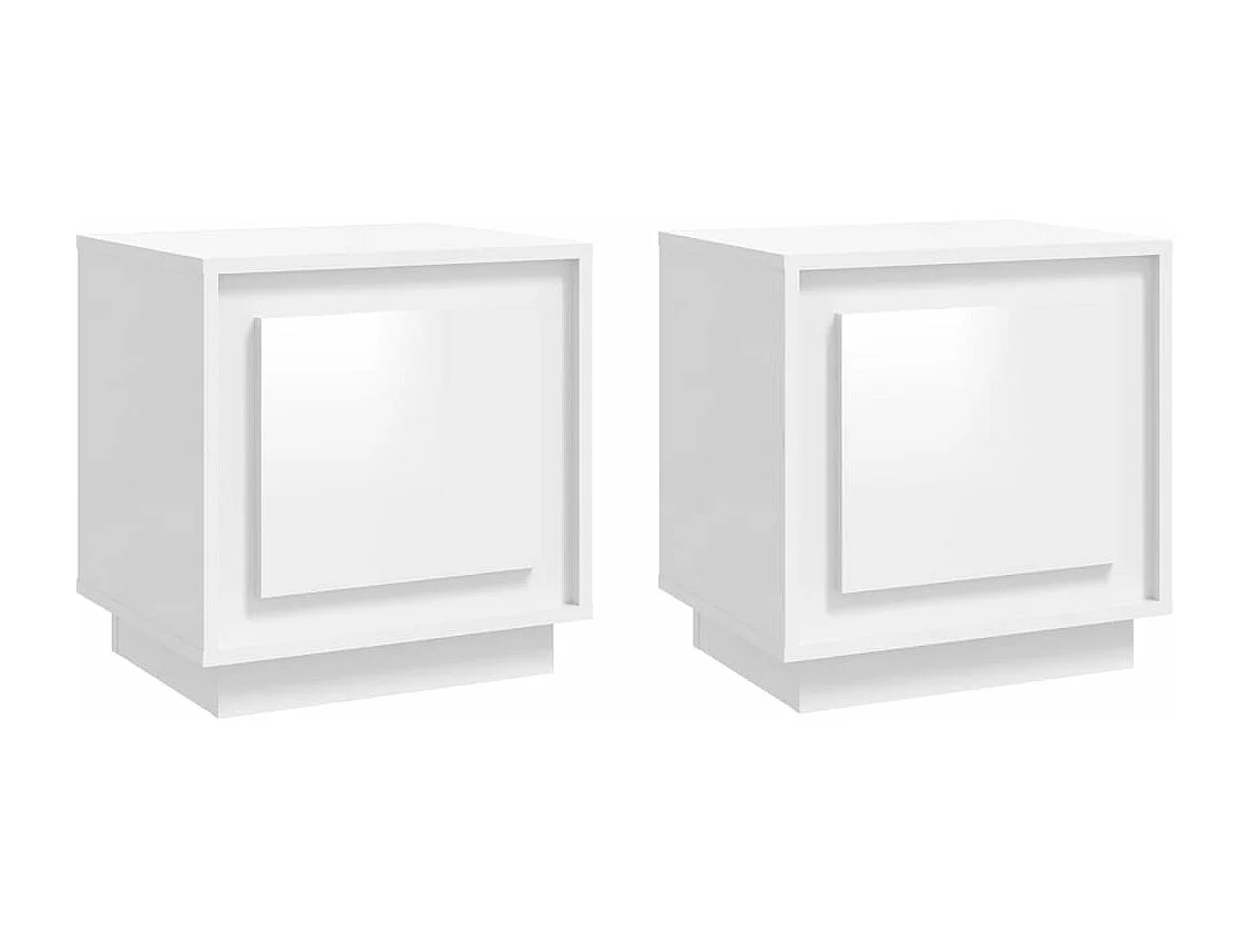 Tables de chevet 2pièces blanc brillant 44x35x45cm bois ingénierie