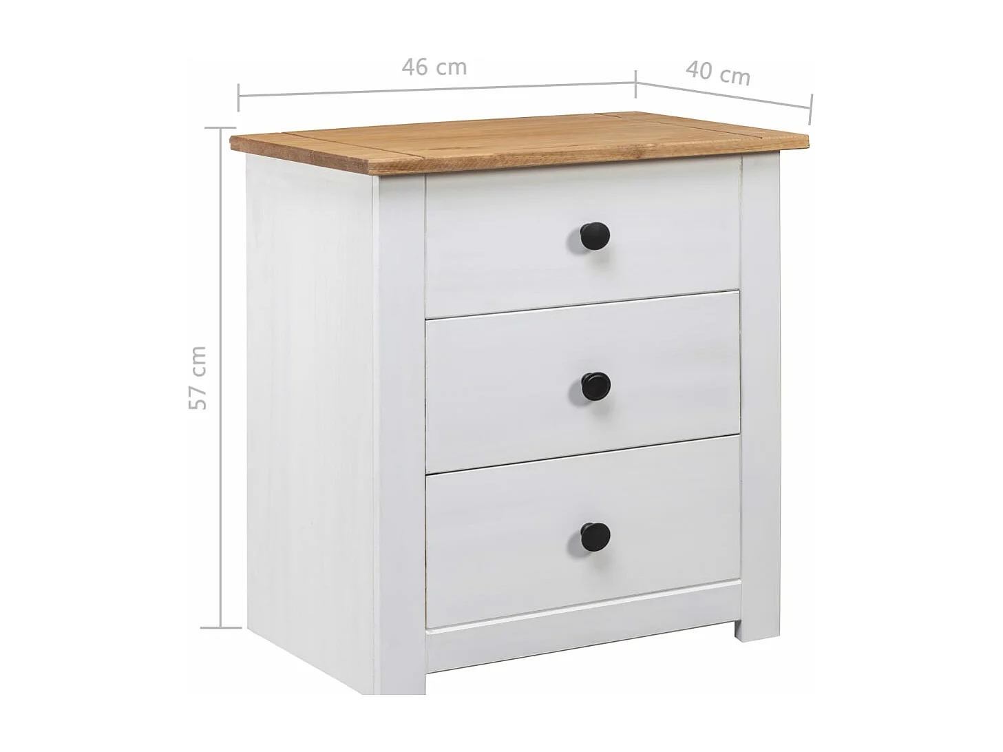 Table de chevet Blanc 46x40x57 cm Pin Gamme Panama