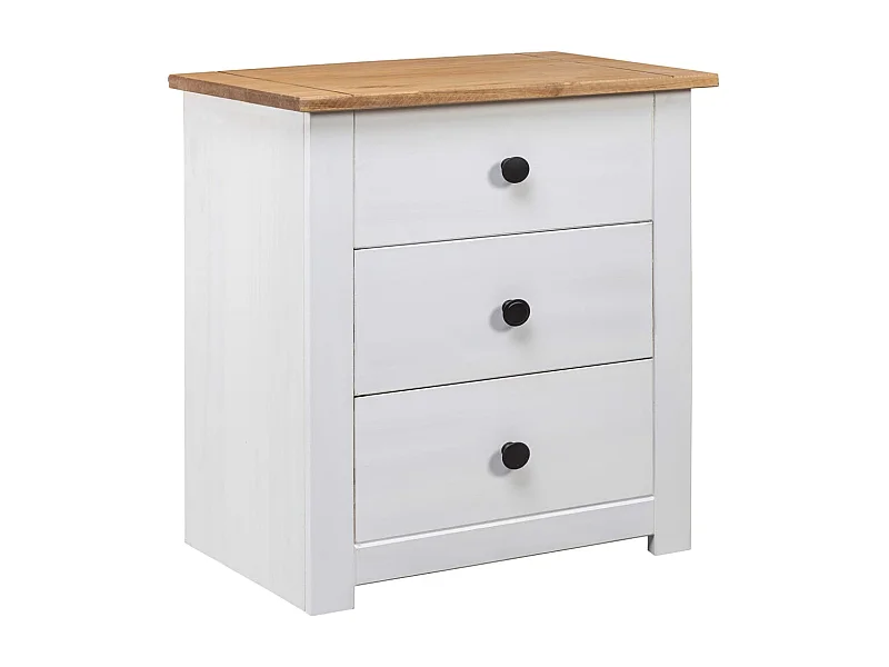 Table de chevet Blanc 46x40x57 cm Pin Gamme Panama