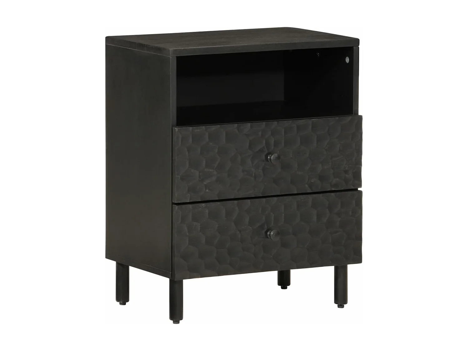 Table de chevet noir 50x33x60 cm bois de manguier massif