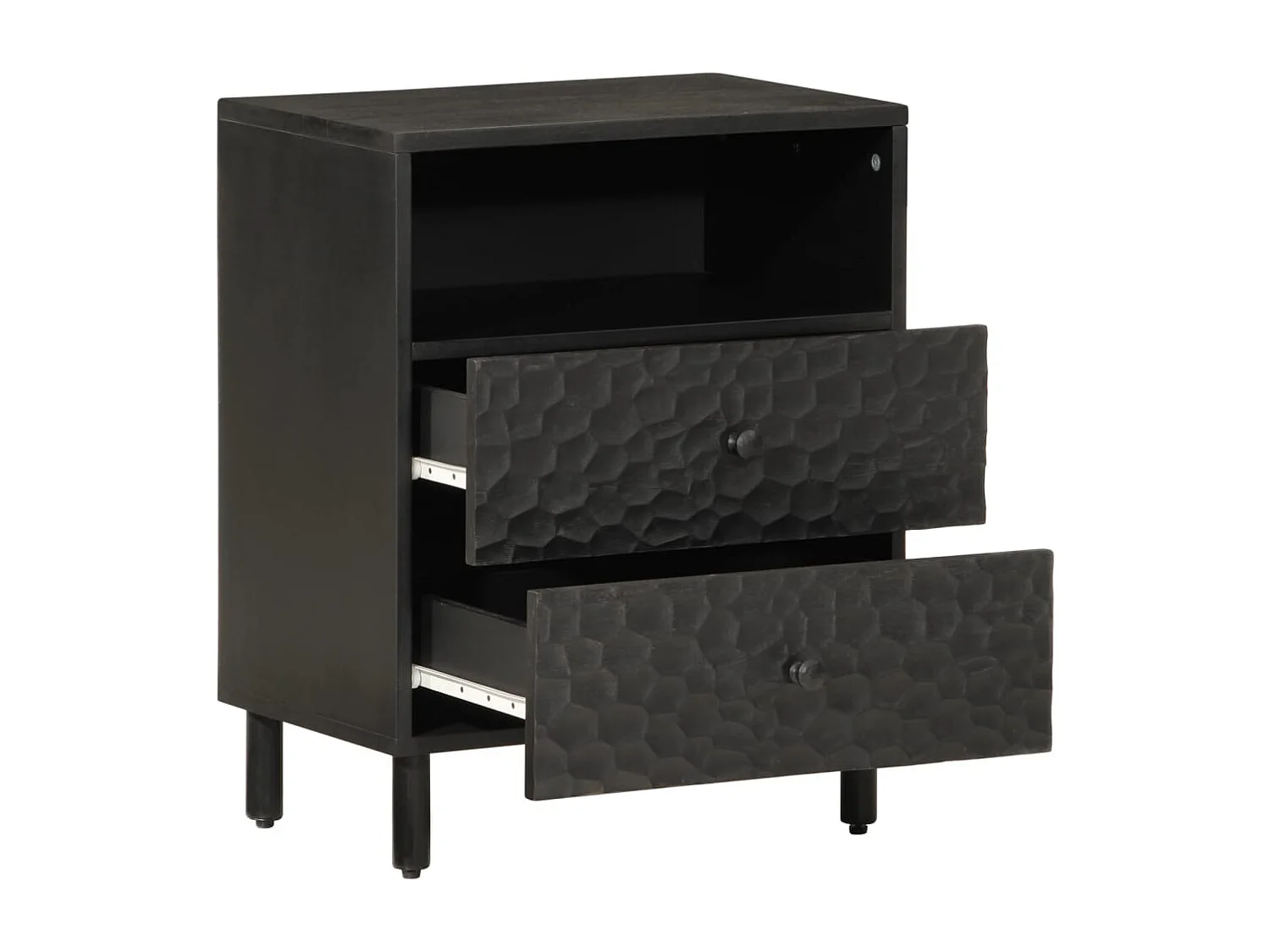 Table de chevet noir 50x33x60 cm bois de manguier massif