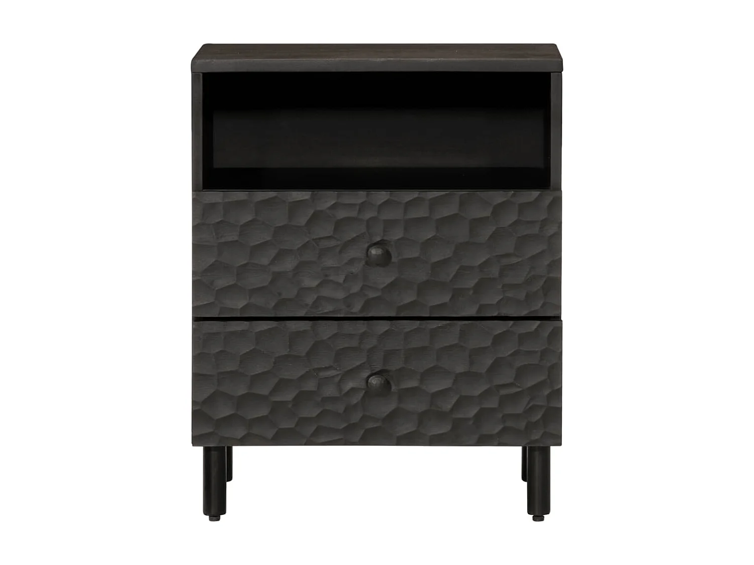 Table de chevet noir 50x33x60 cm bois de manguier massif