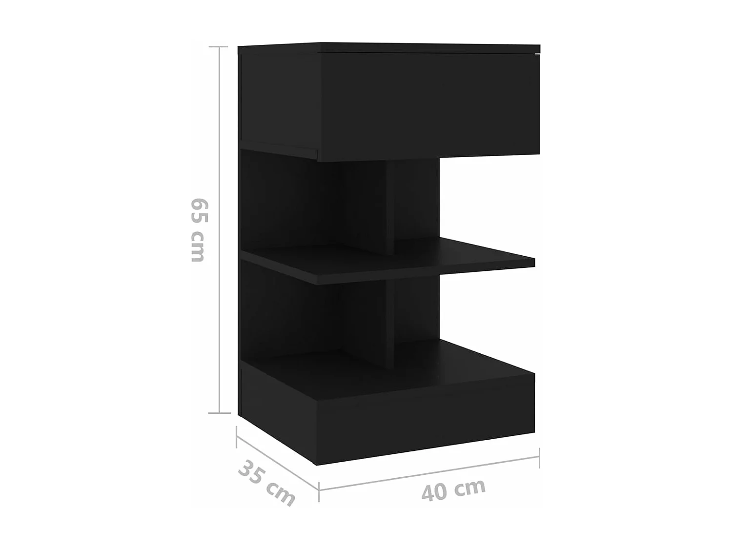 Table de chevet Noir 40x35x65 cm Aggloméré