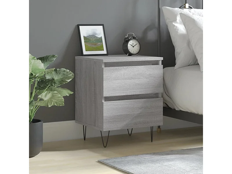 Nachtkastje 40x35x50 cm bewerkt hout grijs sonoma eikenkleurig