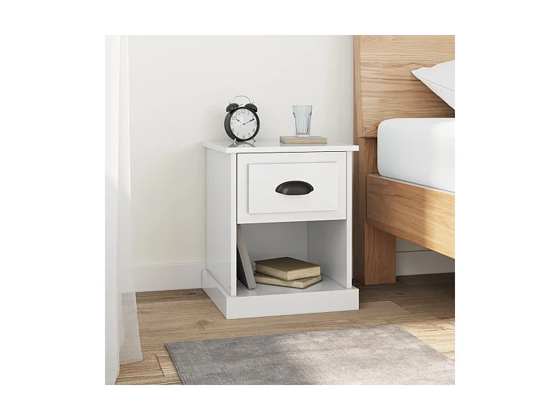 Table de chevet blanc brillant 39x39x47,5 cm Bois d’ingénierie