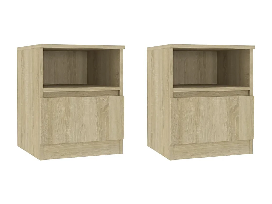 Nachtkastjes 2 st 40x40x50 cm bewerkt hout sonoma eikenkleurig