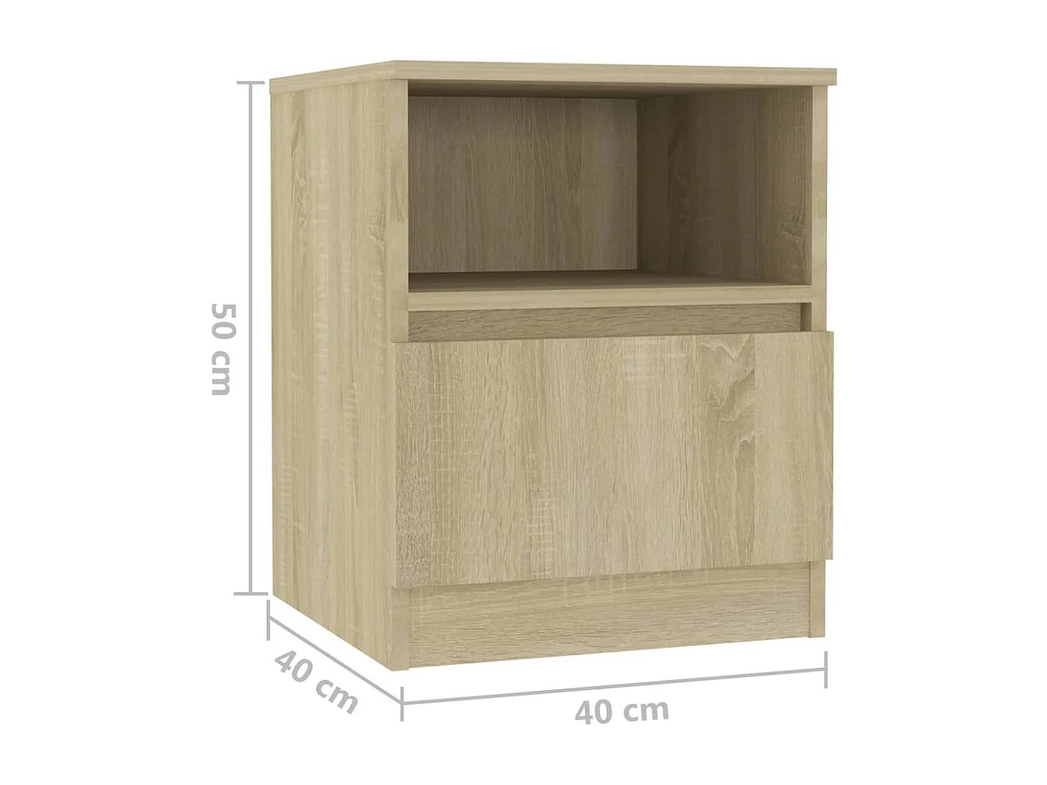 Nachtkastjes 2 st 40x40x50 cm bewerkt hout sonoma eikenkleurig
