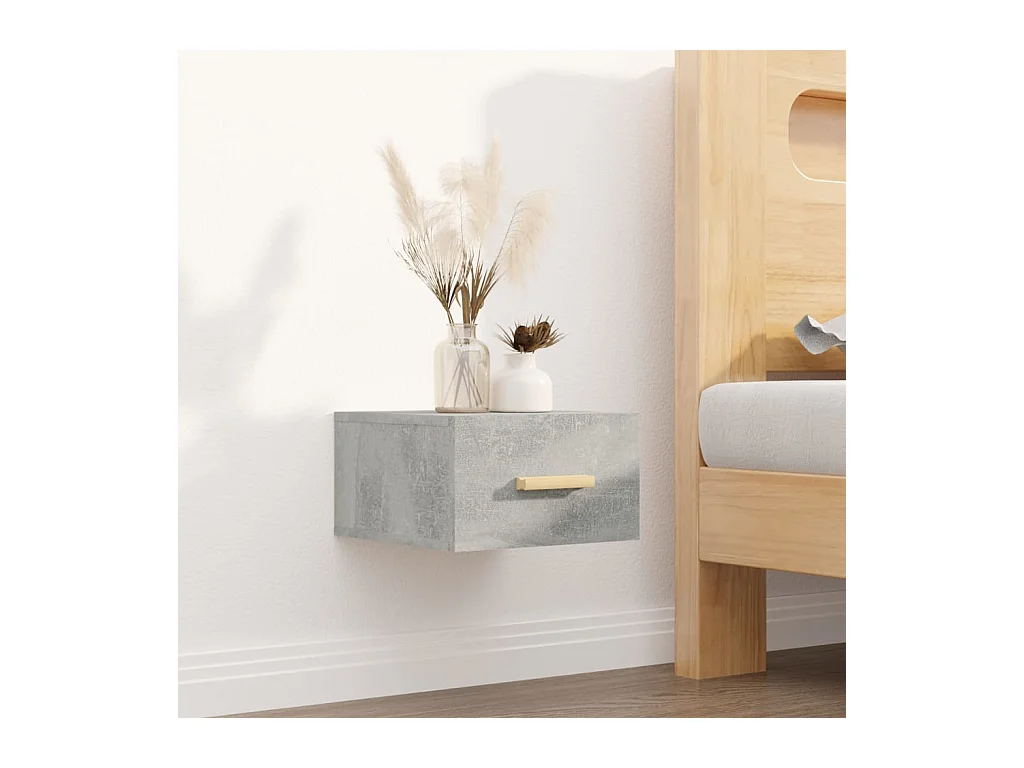 Table de chevet murale gris béton 35x35x20 cm