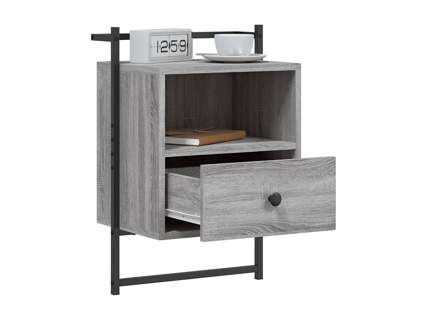 Table de chevet murale sonoma gris 40x30x61cm bois d'ingénierie
