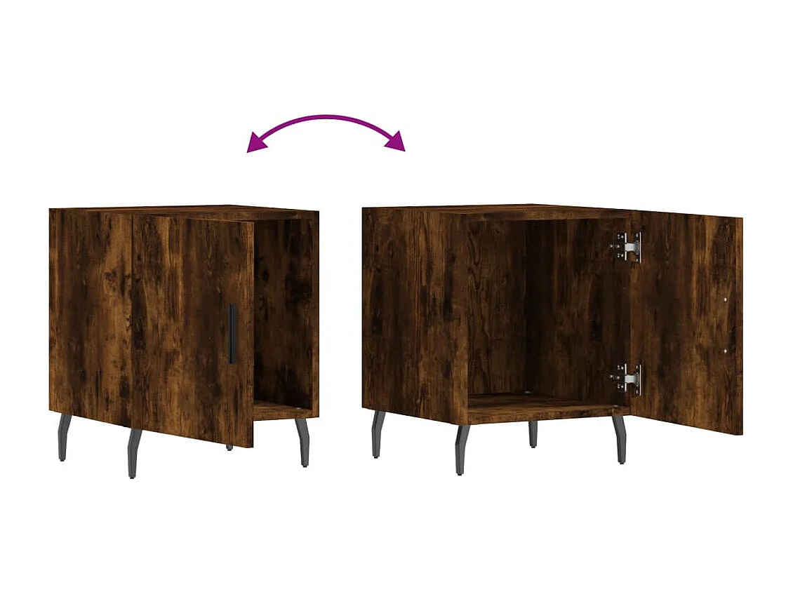 Table de chevet chêne fumé 40x40x50 cm bois d'ingénierie