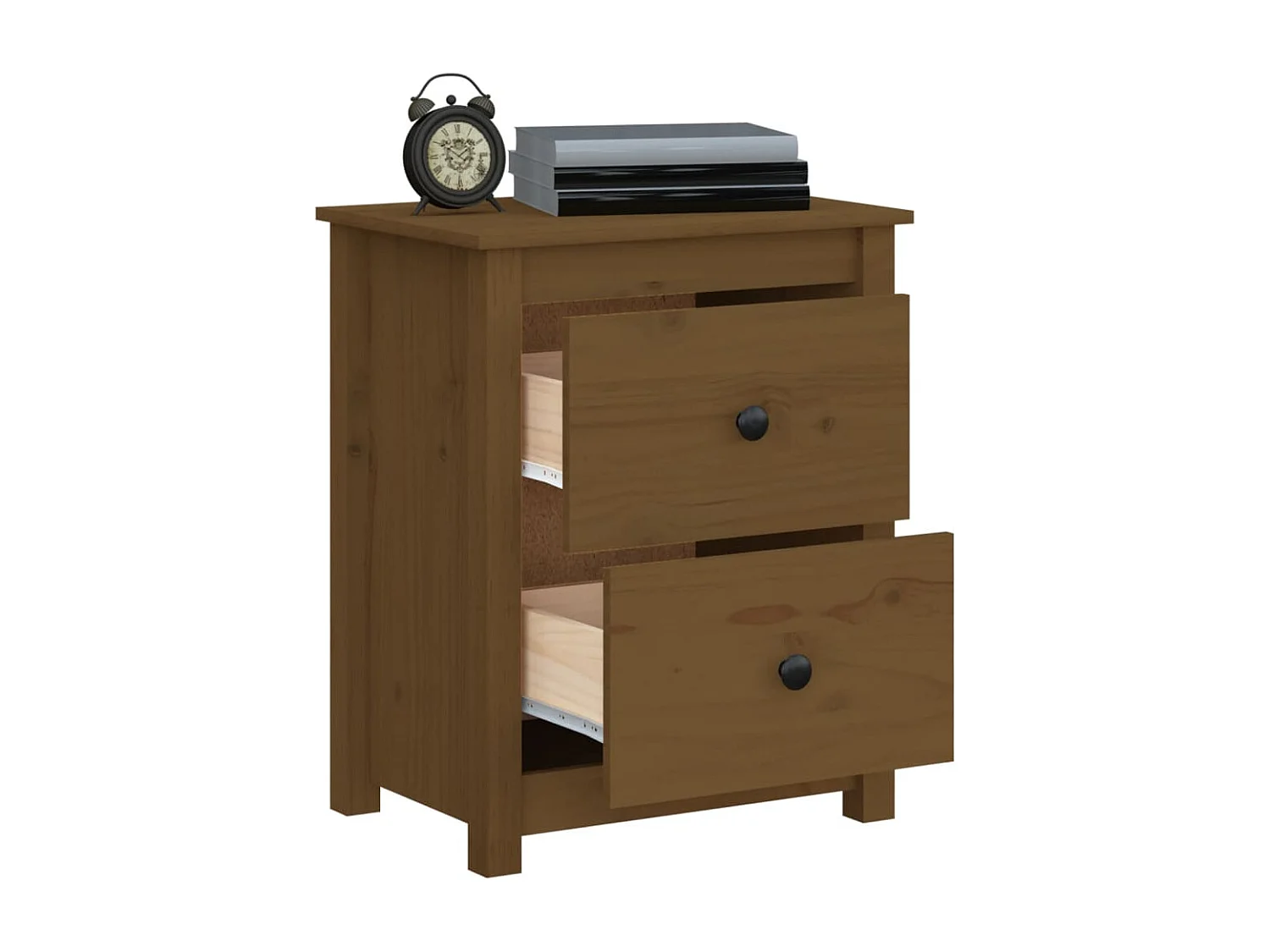 Mesita de noche madera maciza de pino marrón miel 50x35x61,5 cm