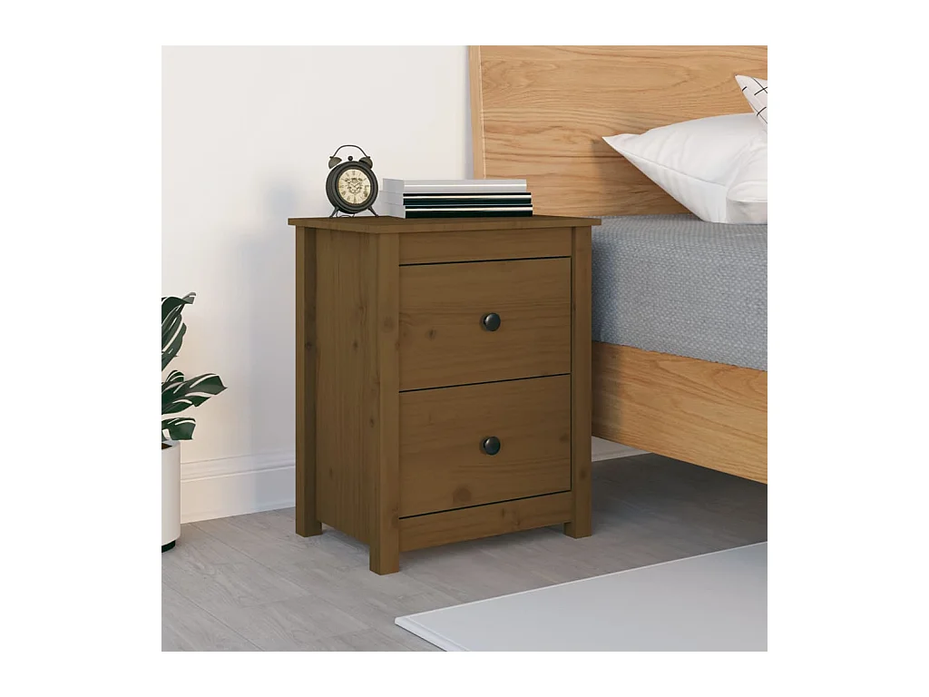 Table de chevet Marron miel 50x35x61,5 cm Bois de pin massif