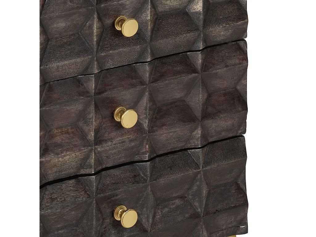 Table de chevet Noir 40x30x50 cm Bois de manguier massif