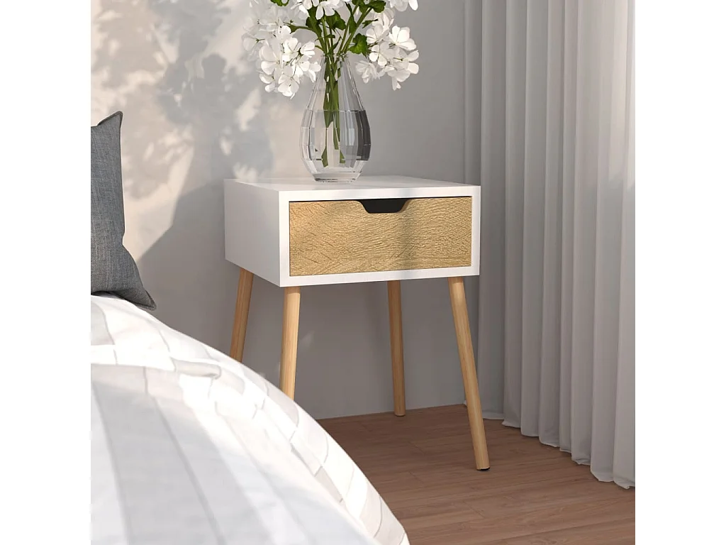 Mesa de cabeceira 40x40x56 cm aglomerado branco/carvalho sonoma