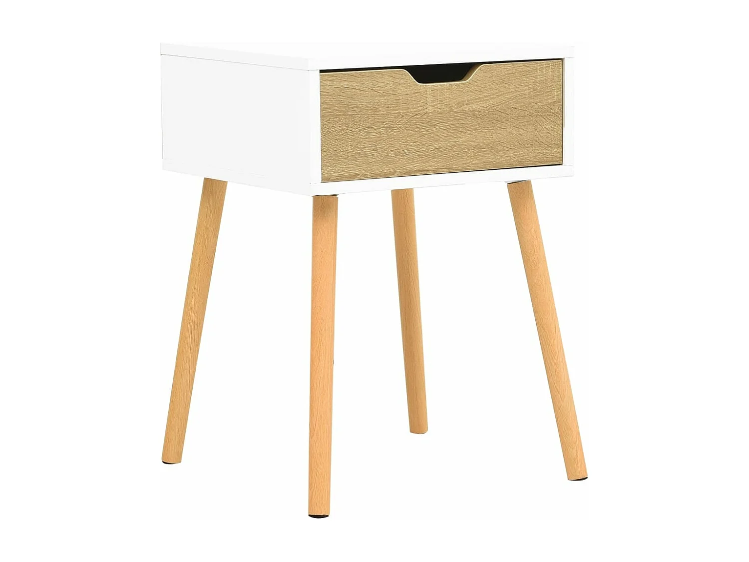 Table de chevet Blanc et chêne sonoma 40x40x56 cm Aggloméré