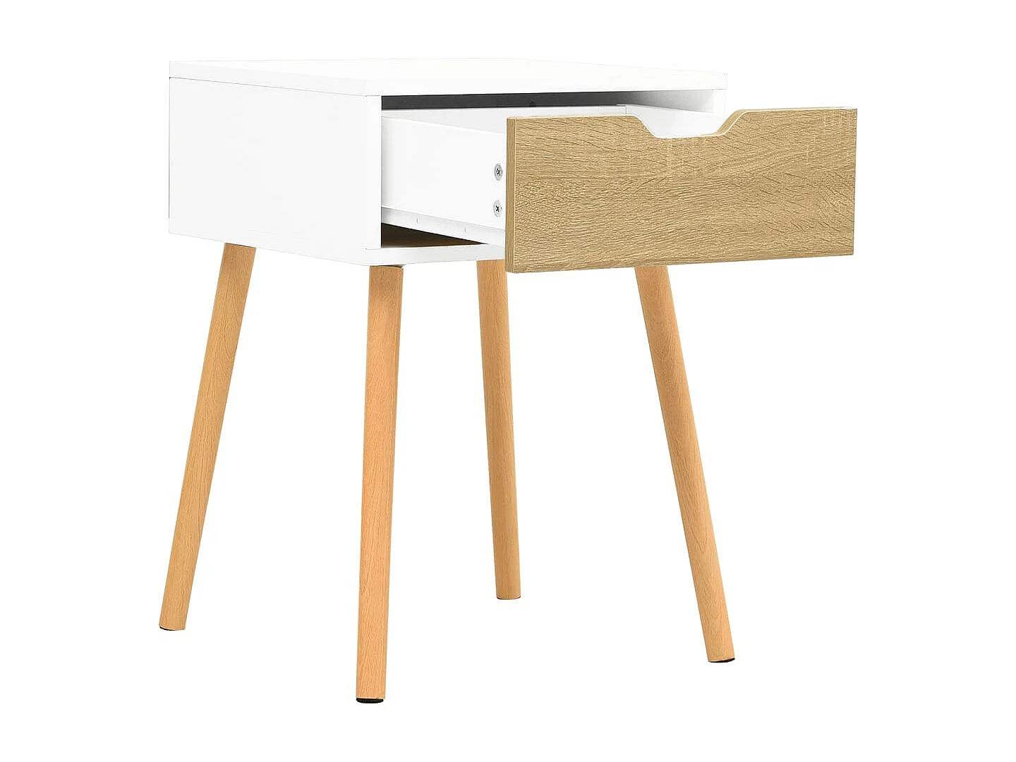 Table de chevet Blanc et chêne sonoma 40x40x56 cm Aggloméré